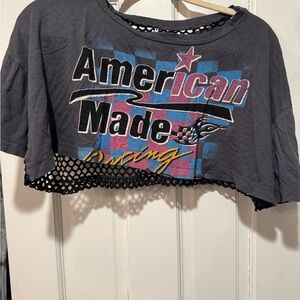 American Made Graphic Crop Top - Black